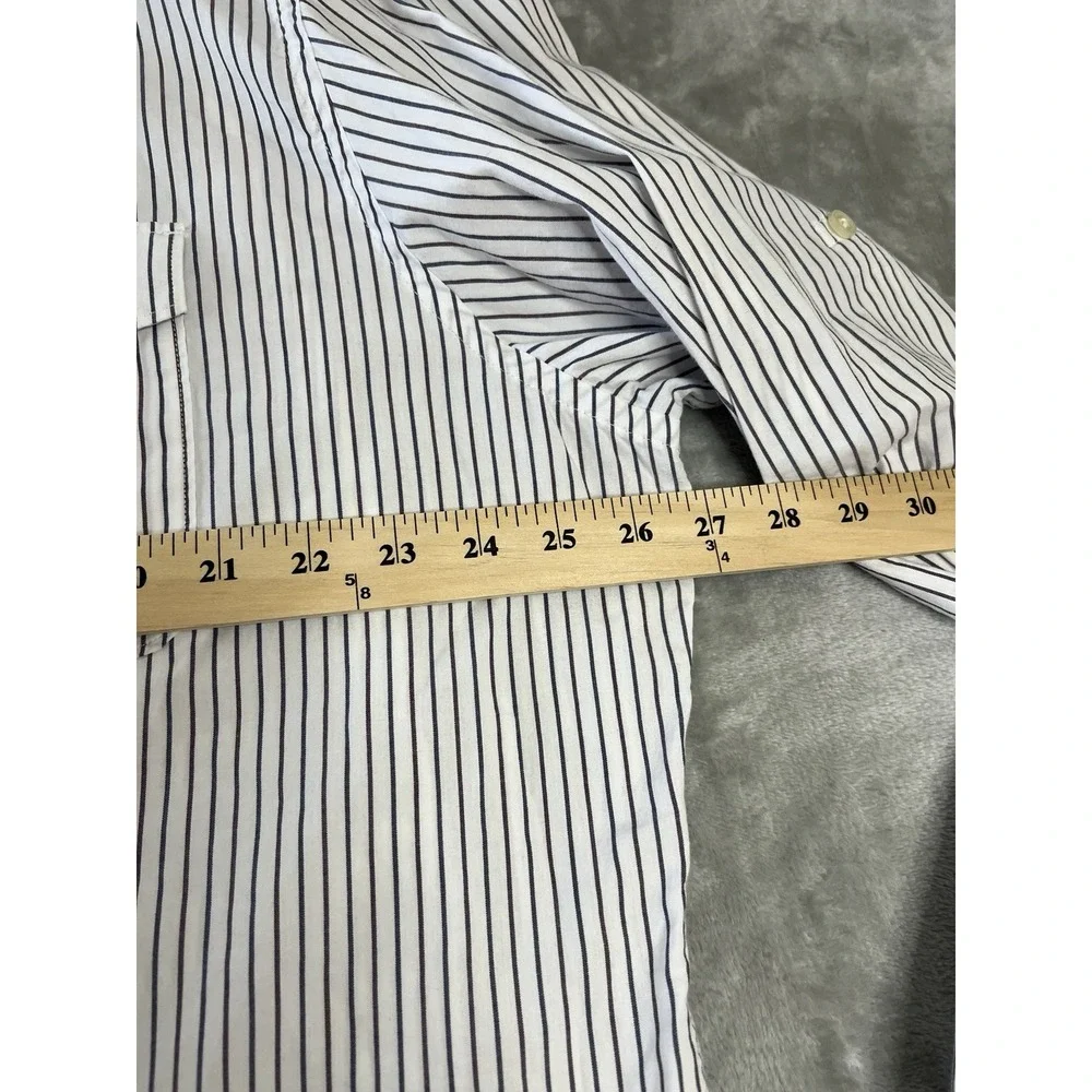 Banana Republic Mens Shirt XXL White Blue Striped Button Up Long Sleeve